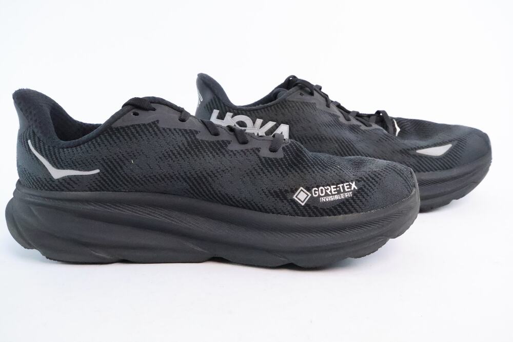 Hoka One One Clifton 9 GTX Black Gore-Tex Running Shoes Men’s Size 10.5 D #118